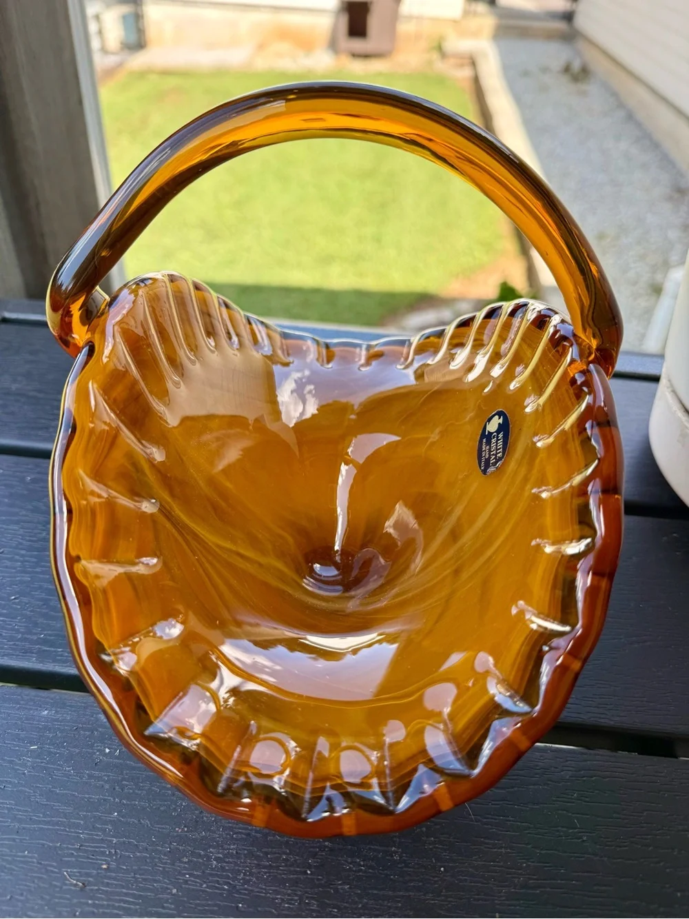 Amber Italian Glass Fan-Shaped Decorative Accent - Versatile Home Accent